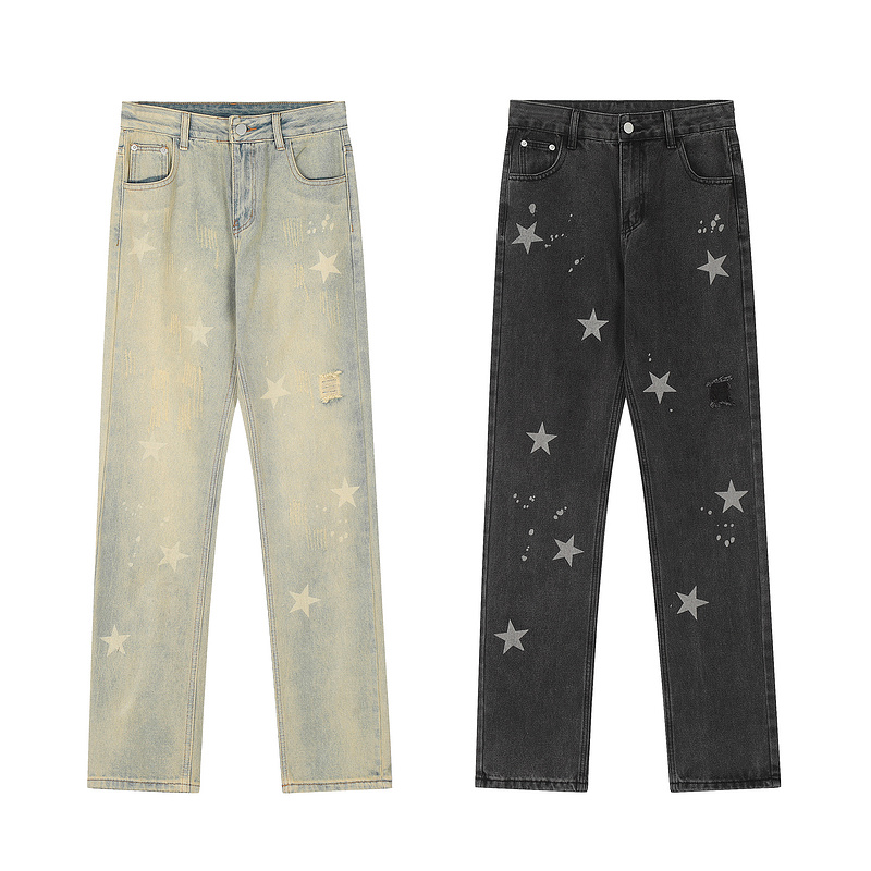 Spring and Autumn New Star Printed Casual Jeans