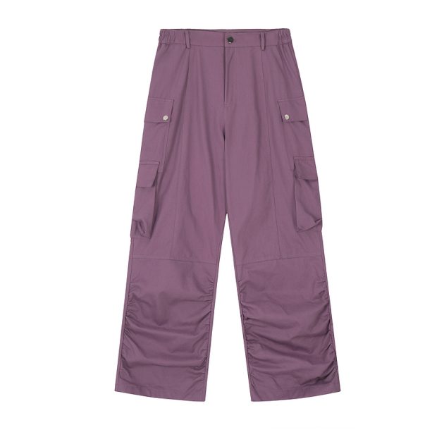 American retro work pants for men and women, high street, multi pocket Vibe style, loose, wide leg, straight leg, casual hanging pants - Image 6