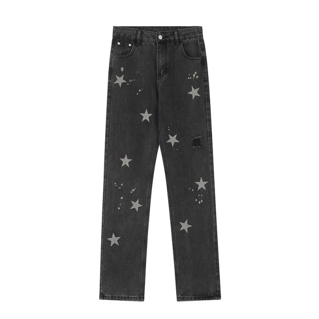 Spring and Autumn New Star Printed Casual Jeans - Image 2