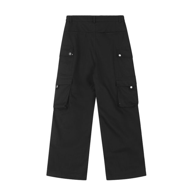 American retro work pants for men and women, high street, multi pocket Vibe style, loose, wide leg, straight leg, casual hanging pants - Image 9