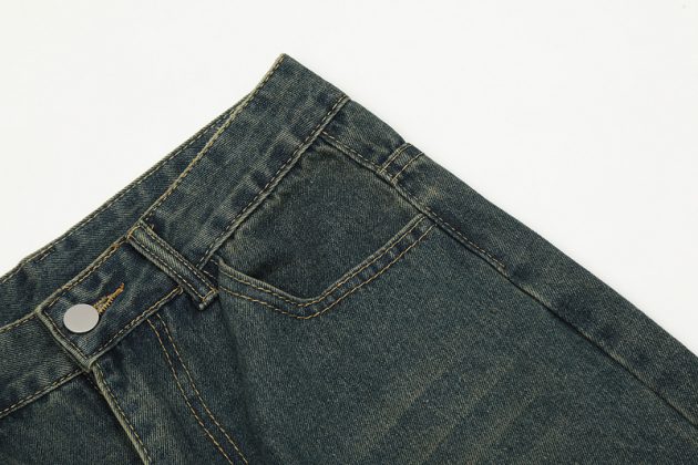 Men's American retro distressed loose straight leg jeans - Image 5