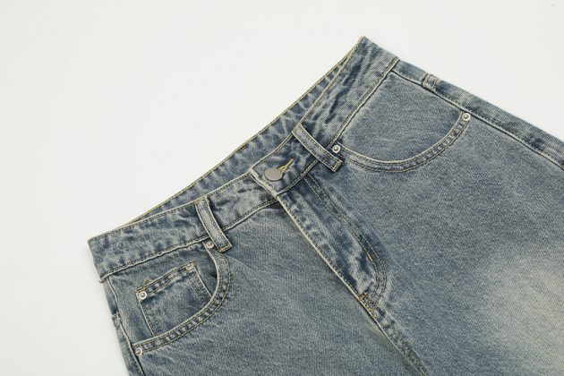 Summer men's straight leg fun American straight waist wide denim pants - Image 5
