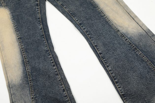 Men's and women's American high street irregular splicing design washed retro jeans - Image 9