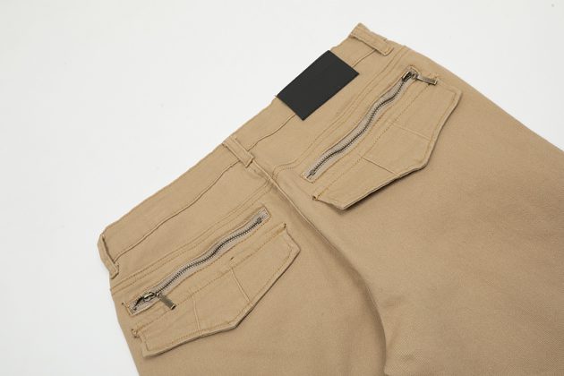 American workwear khaki color niche distressed washed elastic slightly flared straight leg workwear pants - Image 8