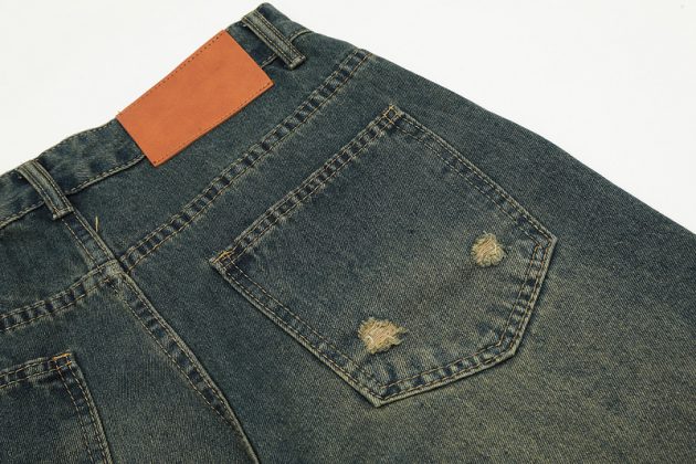 Men's American retro distressed loose straight leg jeans - Image 7