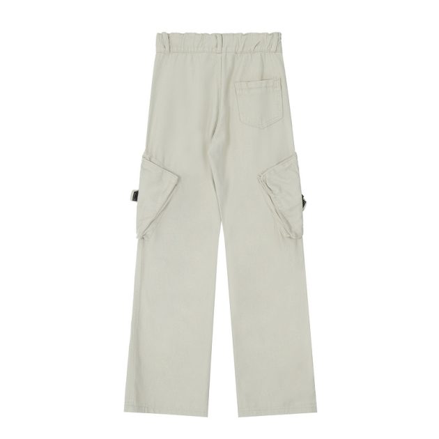 American retro women's work pants with multiple pockets, wide legs, floor length pants, straight leg pants - Image 4