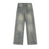Ladies' American retro washed distressed loose wide leg mop straight leg jeans - Image 2