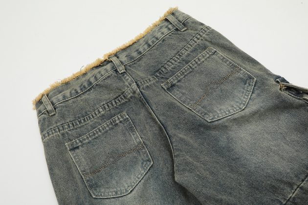 Large size women's spring and autumn high waist loose slimming straight leg wide leg distressed fringed jeans - Image 8