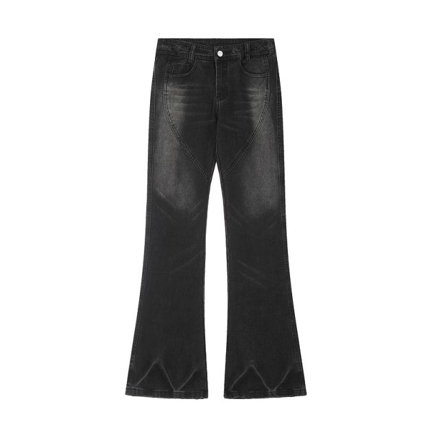 American style n ü short, high waist, versatile, loose, slimming, wide leg, washed micro trumpet denim - Image 4