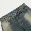 American style n ü short, high waist, versatile, loose, slimming, wide leg, washed micro trumpet denim - Image 6