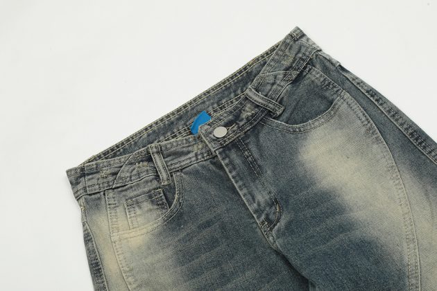 American style n ü short, high waist, versatile, loose, slimming, wide leg, washed micro trumpet denim - Image 6