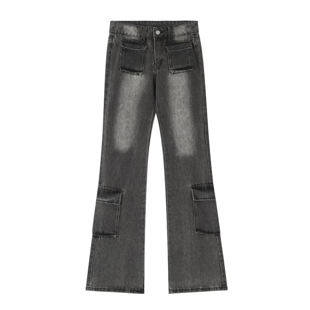 American high street hip-hop retro gradient multi pocket design jeans for men - Image 2