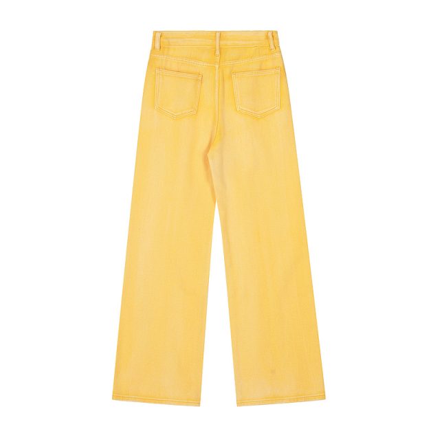American women's high waisted narrow straight leg wide leg retro Hong Kong style washed and worn pink high-end jeans - Image 5