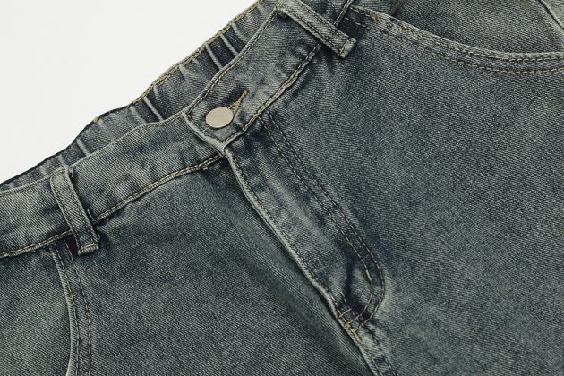 American heavyweight retro washed wide leg loose multi pocket workwear jeans - Image 9