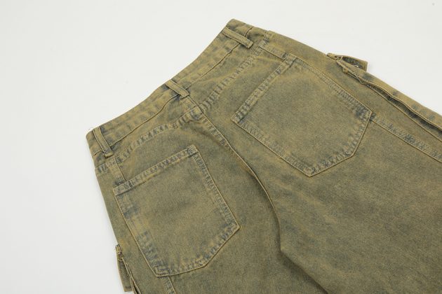 Men's heavy-duty loose fitting, worn-out, perforated, waste soil work pants - Image 6