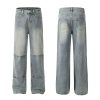 Summer men's straight leg fun American straight waist wide denim pants