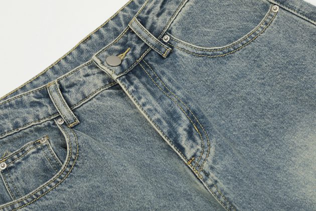 Summer men's straight leg fun American straight waist wide denim pants - Image 6