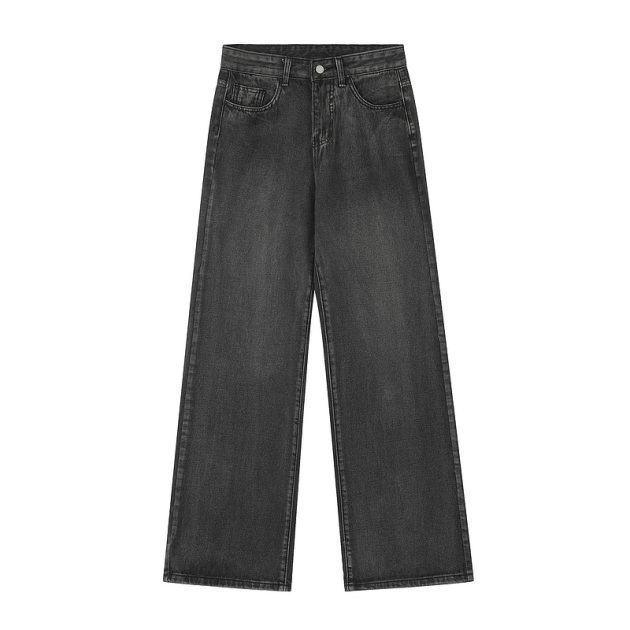 American women's high waisted narrow straight leg wide leg retro Hong Kong style washed and worn pink high-end jeans - Image 8