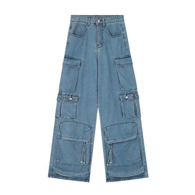 Spring and Autumn New Multi Pocket workwear pants with loose and wide leg design - Image 4