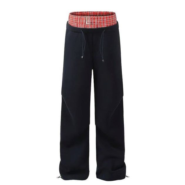 American style spicy girl's double waisted spliced workwear, sports and casual pants, women's autumn and winter design sense, niche, loose fitting ankle sweatpants - Image 6