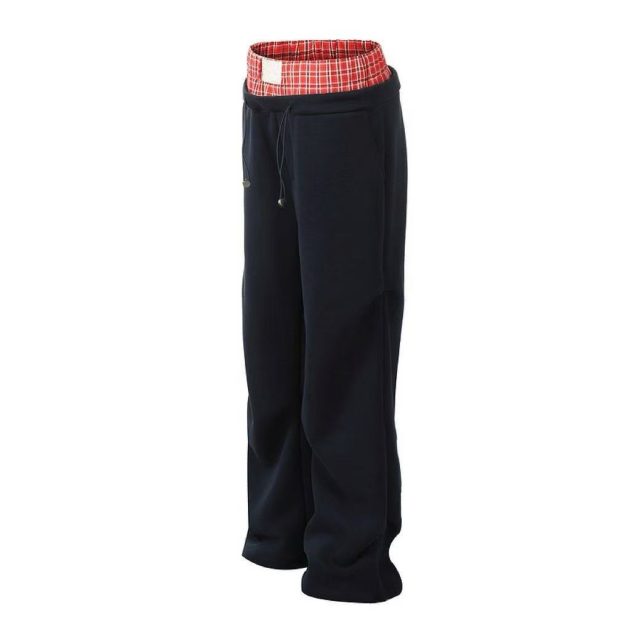 American style spicy girl's double waisted spliced workwear, sports and casual pants, women's autumn and winter design sense, niche, loose fitting ankle sweatpants - Image 5