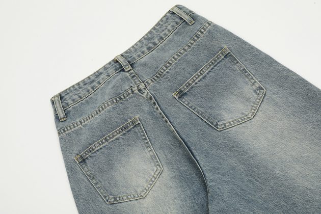 Summer men's straight leg fun American straight waist wide denim pants - Image 7