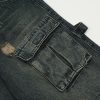 Vintage fringed design with wide legs, floor mopping, washed and distressed denim jeans - Image 12