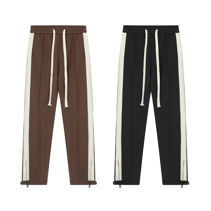 American zipper split casual pants with micro horn sports pants