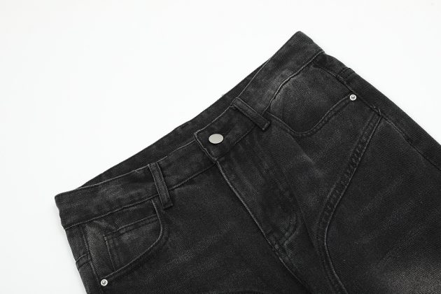 American men's and women's casual high street retro washed knife cut micro flared jeans small - Image 6