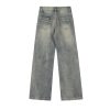 Ladies' American retro washed distressed loose wide leg mop straight leg jeans - Image 3