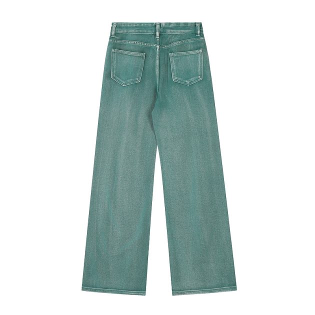 American women's high waisted narrow straight leg wide leg retro Hong Kong style washed and worn pink high-end jeans - Image 7