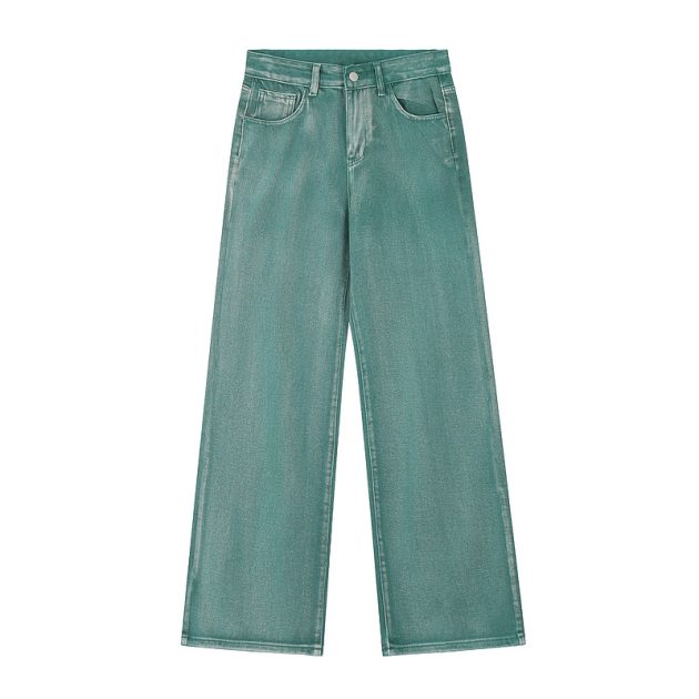 American women's high waisted narrow straight leg wide leg retro Hong Kong style washed and worn pink high-end jeans - Image 6