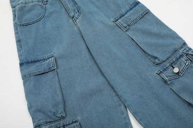 Spring and Autumn New Multi Pocket workwear pants with loose and wide leg design - Image 9