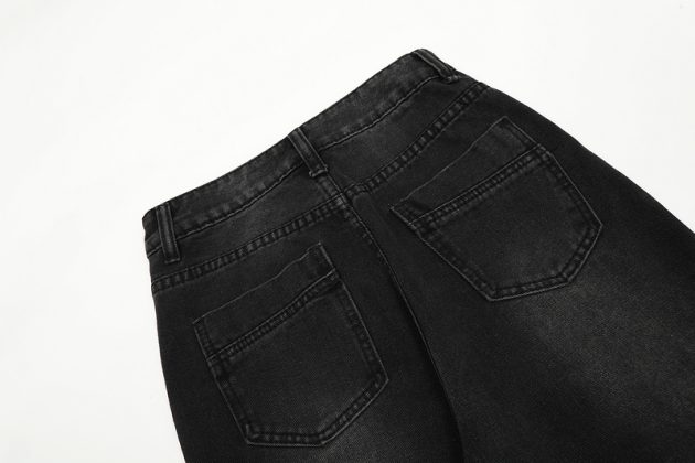 Ladies' American retro washed distressed loose wide leg mop straight leg jeans - Image 8