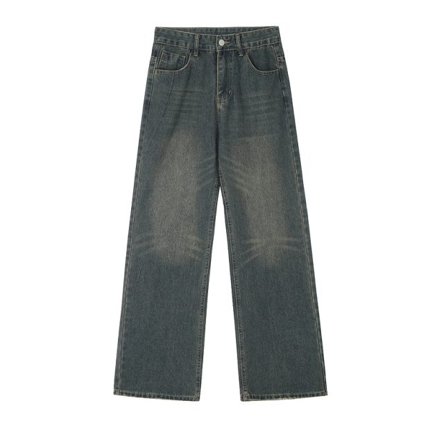 Men's American retro distressed loose straight leg jeans - Image 2