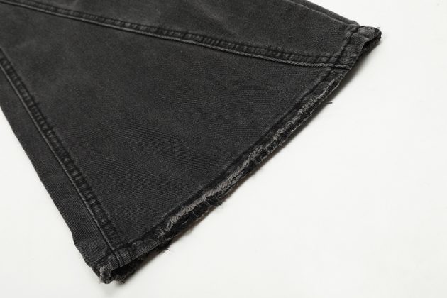 Men's vintage black gray deconstructive straight tube slightly flared style cool jeans - Image 13