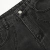 Men's vintage black gray deconstructive straight tube slightly flared style cool jeans - Image 7