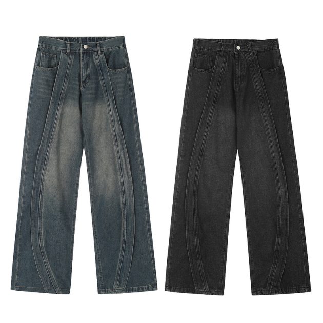 American retro washed patchwork jeans