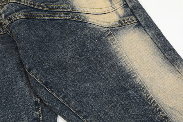 Men's and women's American high street irregular splicing design washed retro jeans - Image 10