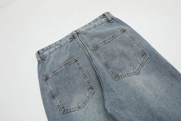 American street style men's and women's spliced micro flared three-dimensional cut washed ripped jeans - Image 7