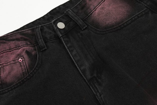 American men's and women's casual hip-hop retro washed color blocking design straight leg jeans - Image 8