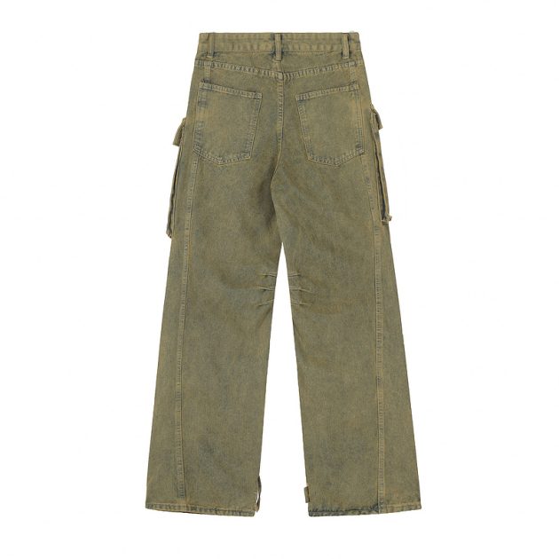 Men's heavy-duty loose fitting, worn-out, perforated, waste soil work pants - Image 3