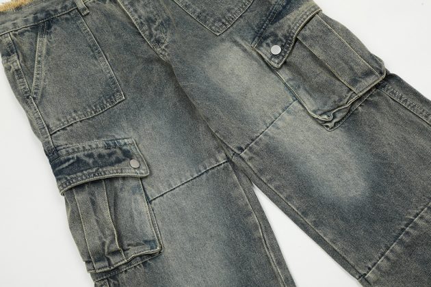 Large size women's spring and autumn high waist loose slimming straight leg wide leg distressed fringed jeans - Image 10