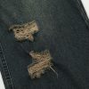 Vintage fringed design with wide legs, floor mopping, washed and distressed denim jeans - Image 13