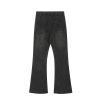 Men's vintage black gray deconstructive straight tube slightly flared style cool jeans - Image 5
