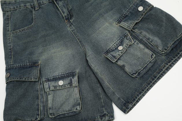 Men's retro summer loose multi pocket short wide leg straight leg pants - Image 8