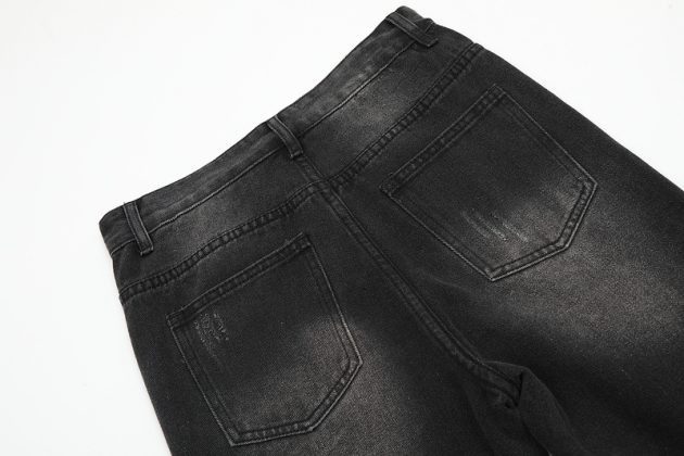 American men's and women's casual high street retro washed knife cut micro flared jeans small - Image 7