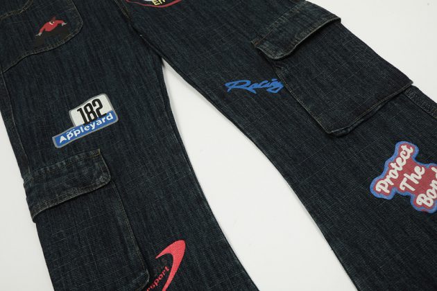 American style vintage stamps look slim, retro, niche, micro flared, men's and women's jeans, men's - Image 15