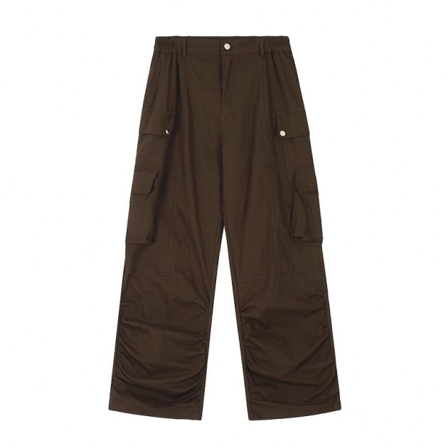 American retro work pants for men and women, high street, multi pocket Vibe style, loose, wide leg, straight leg, casual hanging pants - Image 4