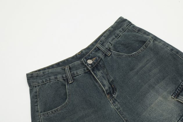 Men's retro summer loose multi pocket short wide leg straight leg pants - Image 4